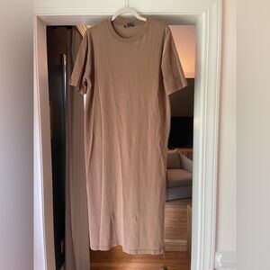Zara Vented Heavy Cotton Brown Dress